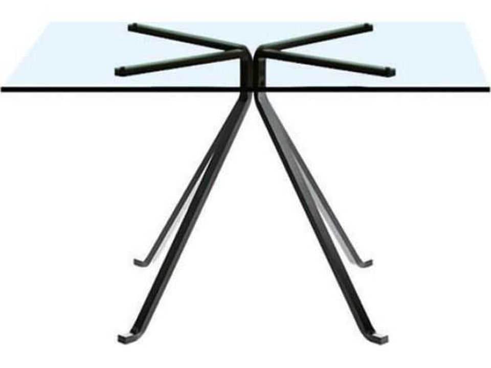 Cugino Square Glass Dining Table with Anthracite Steel Base