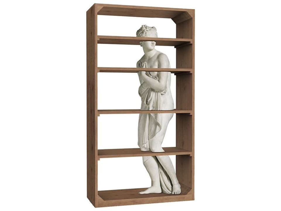Venus By Fabio Novembre 5-Shelf Bookcase in Natural Oak and White Marble