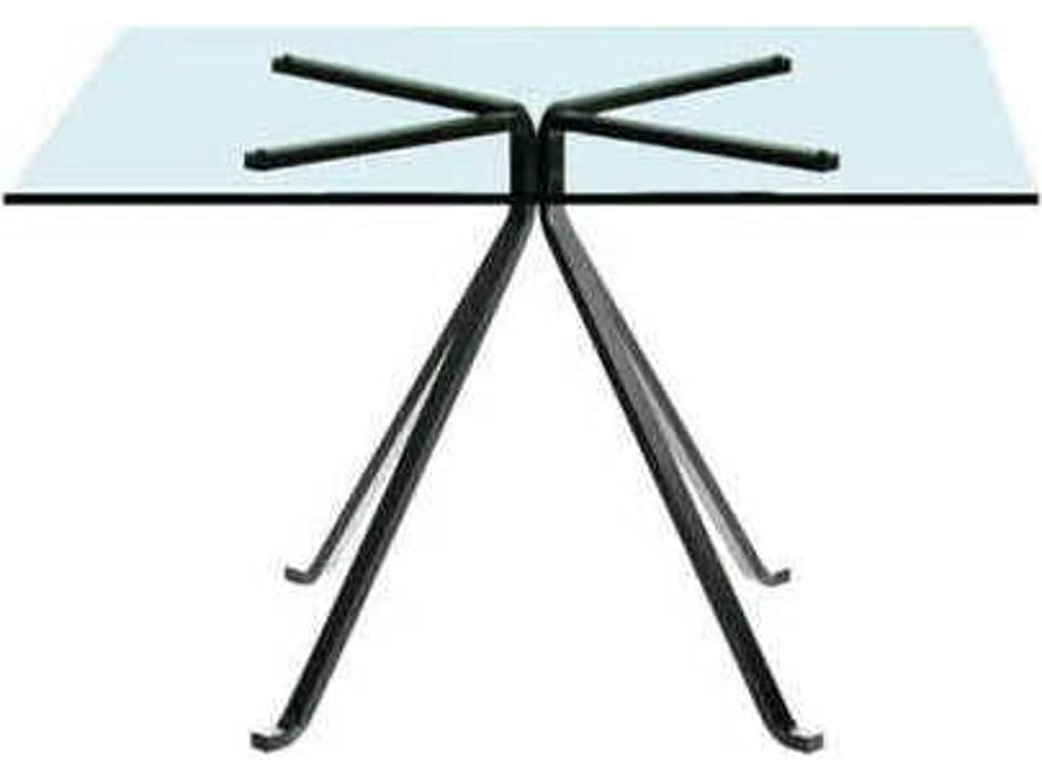 Cugino By Enzo Mari 41-Inch Square Glass Dining Table with Anthracite Base