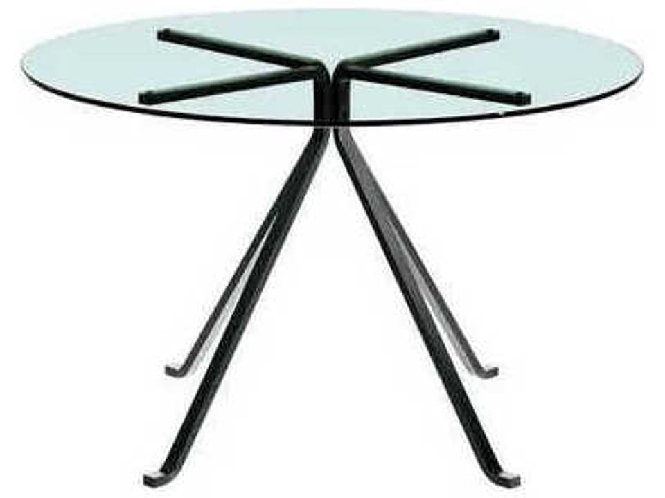 Cugino By Enzo Mari Round Glass Dining Table with Anthracite Steel Base