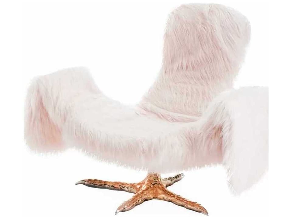 Cocky Adjustable Faux Fur Accent Chair with Polished Gold Base