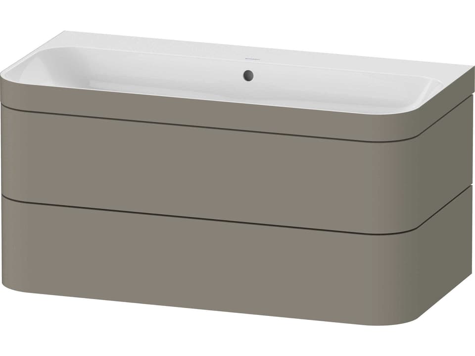 Happy D.2 38-Inch Wall Mounted Bathroom Vanity Set in Stone Gray Satin Matt