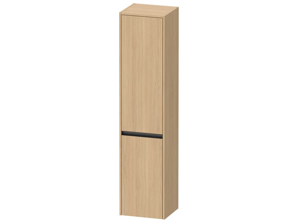 Ketho.2 Wall Mounted Tall Linen Cabinet Natural Oak Matt Left Hinge