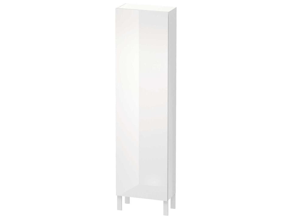 L-Cube Tall Bathroom Cabinet with Right Hinge in White High Gloss