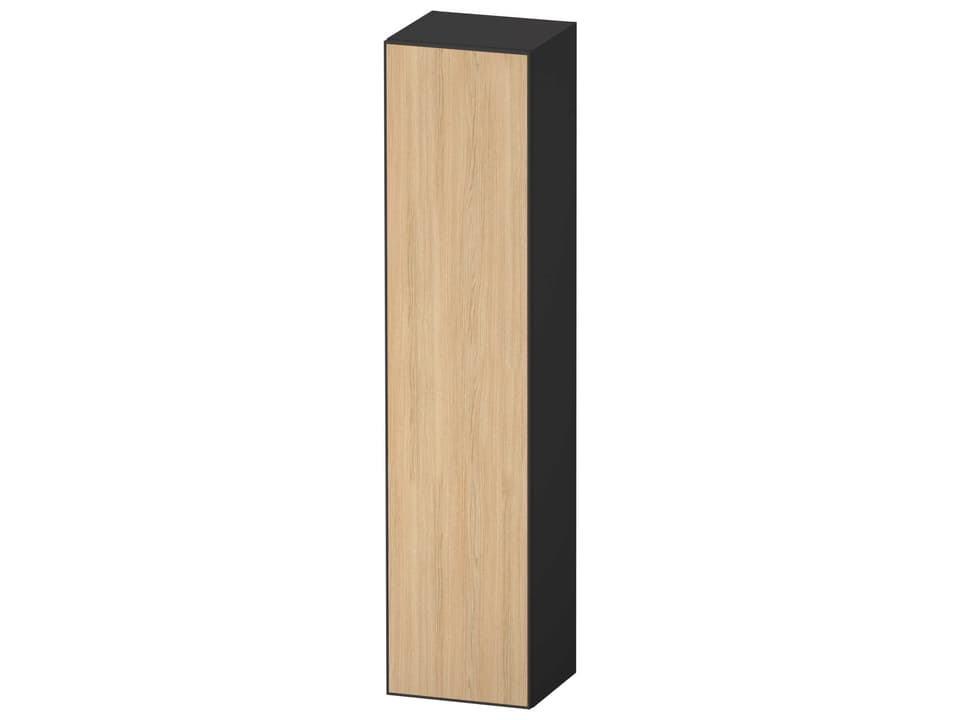 Zencha Wall Mount Linen Cabinet in Natural Oak Matt and Graphite Super Matt