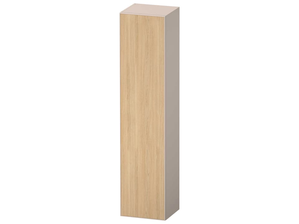 Zencha Wall-Mounted Tall Cabinet Natural Oak Matt and Taupe Super Matt