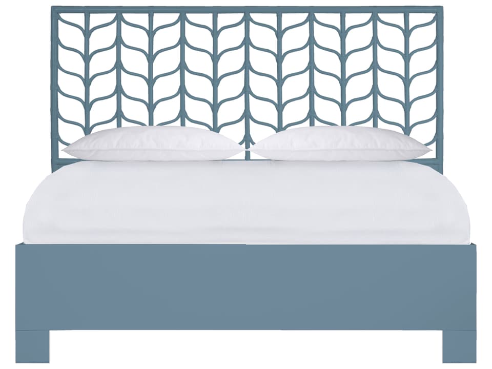 David Francis Ivy King Bed with Rattan Headboard and Maple Frame