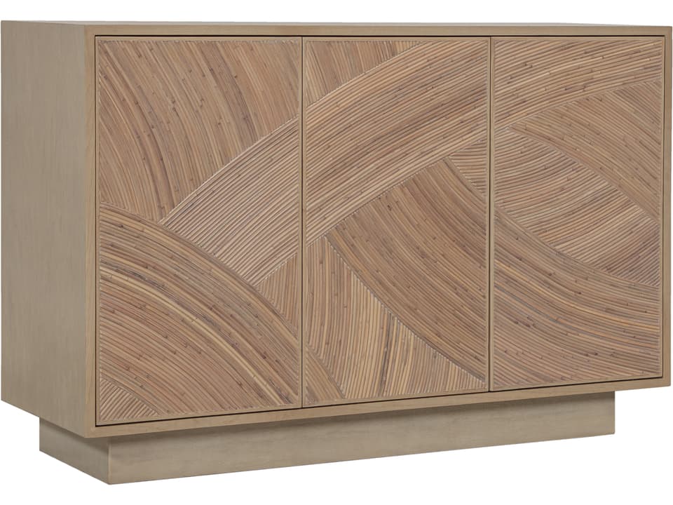 Swirl Rattan Accent Chest with Three Doors and Adjustable Shelves