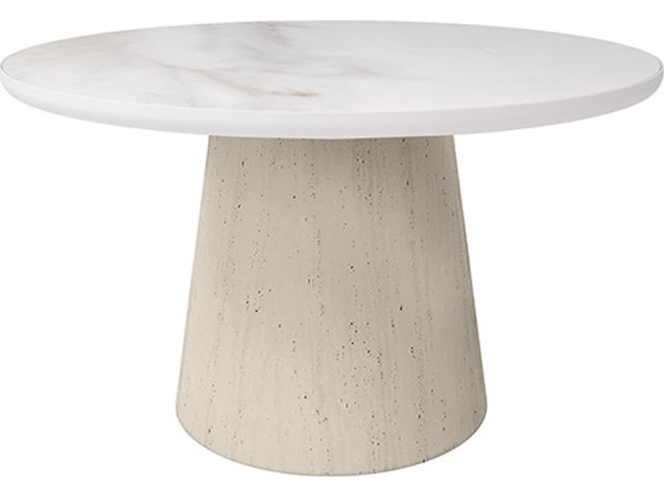 Pompano Stone Round Dining Table Base in Shell