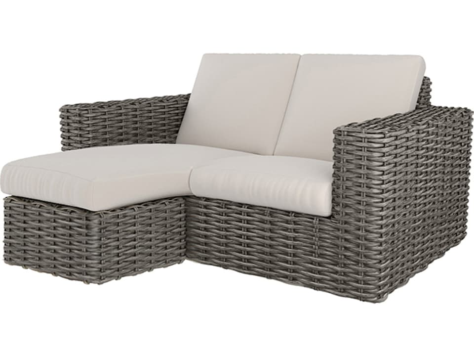 Mia Eco-Weave Wicker Loveseat with Chaise Cushion