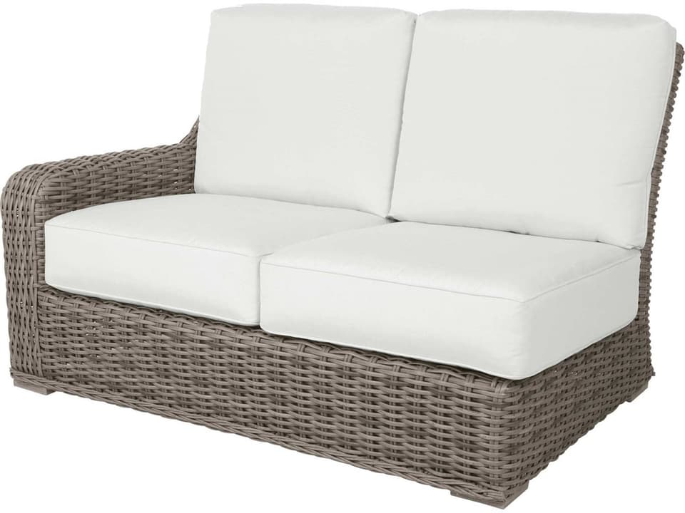 Laurent Right Arm Outdoor Loveseat in Eco-Weave Wicker with Cushions