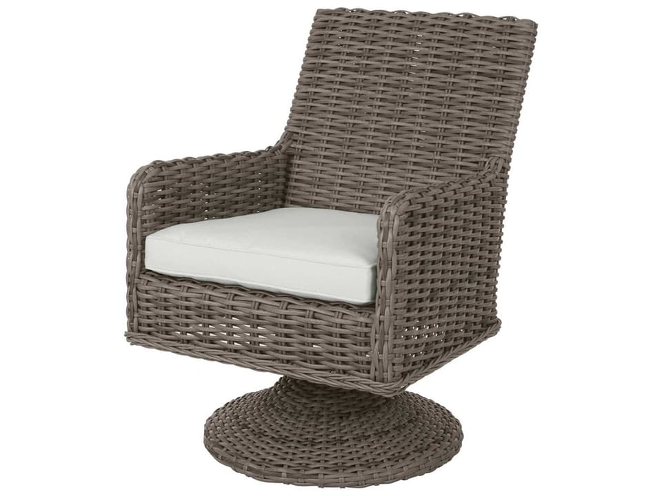 Laurent Wicker Swivel Rocker Patio Dining Arm Chair