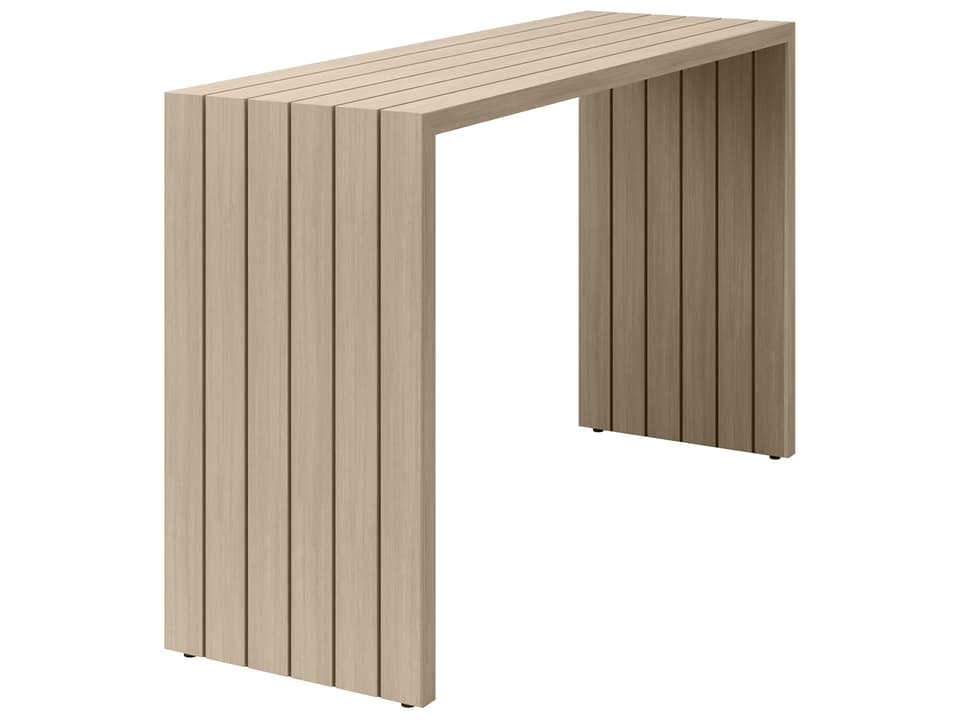 Bari Aluminum Rectangular Outdoor Console Table with Plank Style Top