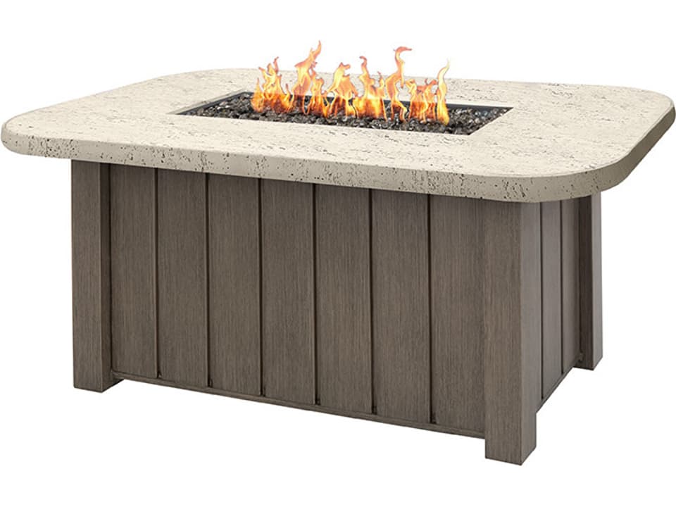 Trevi 50-Inch Rectangular Aluminum Fire Pit Base with Lid