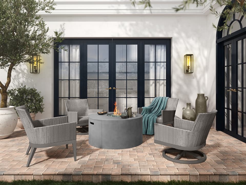 Siena Wicker Firepit Patio Lounge Set