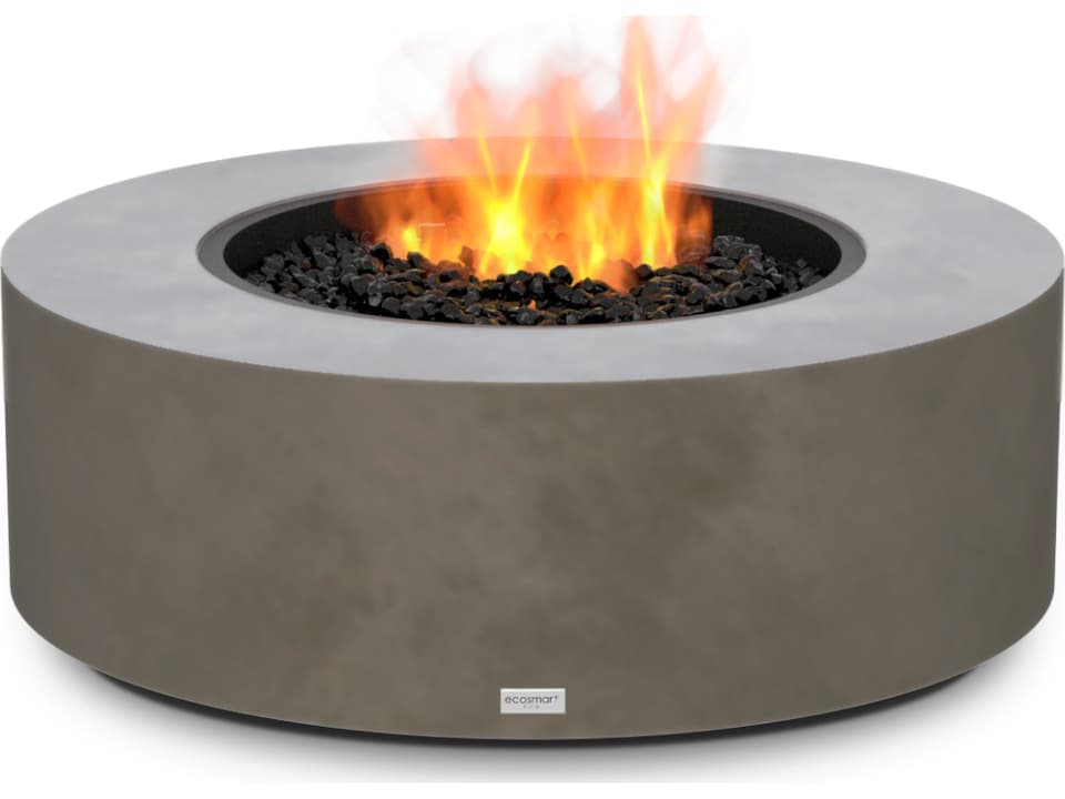 Ark 40-Inch Round Fluid Concrete Fire Pit Table in Natural