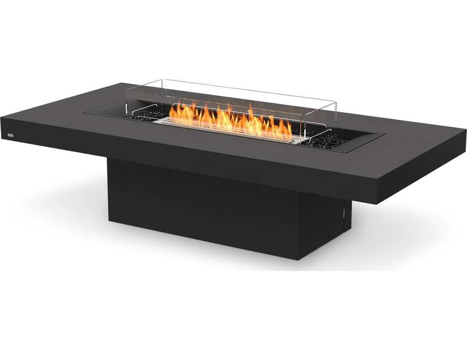 Gin 90 Rectangular Outdoor Fire Pit Table with 65000 BTU in Graphite