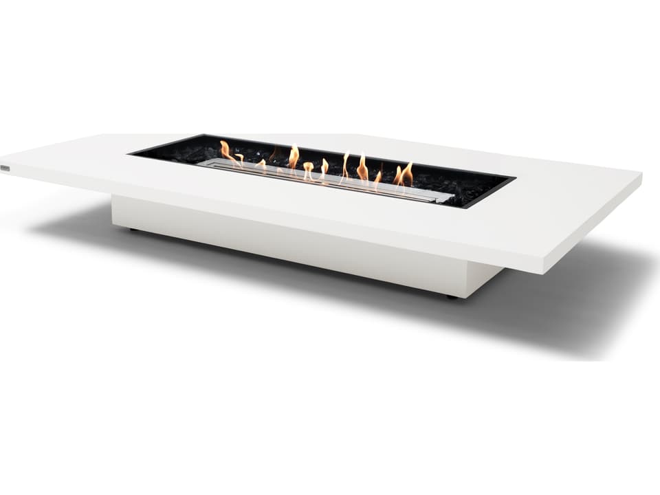 EcoSmart Fire Daiquiri Rectangular Outdoor Patio Fire Pit Table with Gas LP/NG Stainless Steel