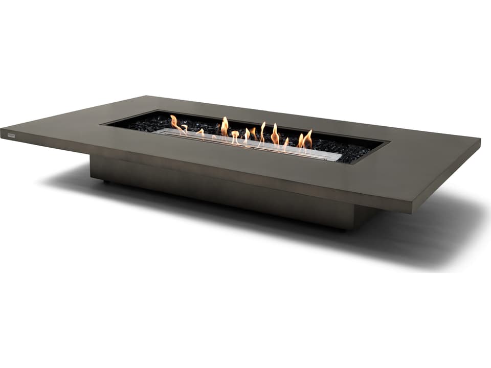 EcoSmart Fire Daiquiri Rectangular Outdoor Patio Fire Pit Table with Gas LP/NG Stainless Steel