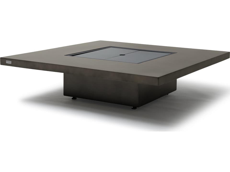 Vertigo 40 Square Fire Pit Table with Gas LP NG Stainless Steel