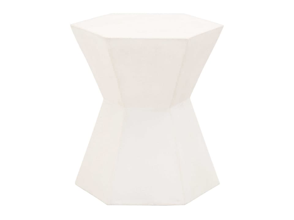 District Concrete Hexagon End Table in Ivory