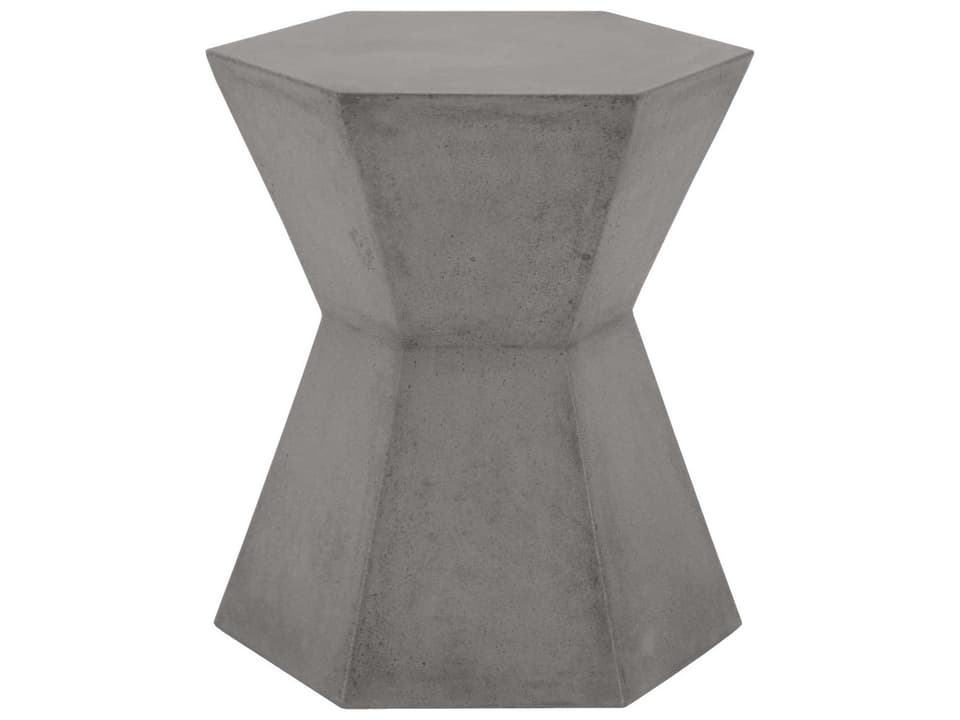 Respite Outdoor Slate Grey Concrete Hexagon End Table