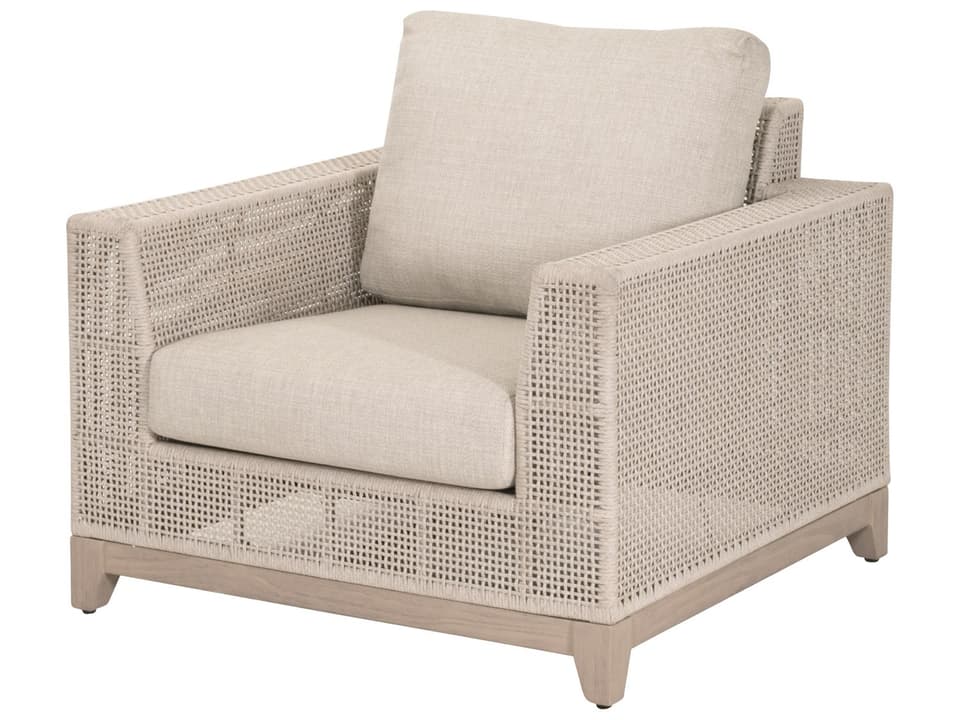 Tropez Teak Woven Cushion Lounge Chair in Washed Ever Teak