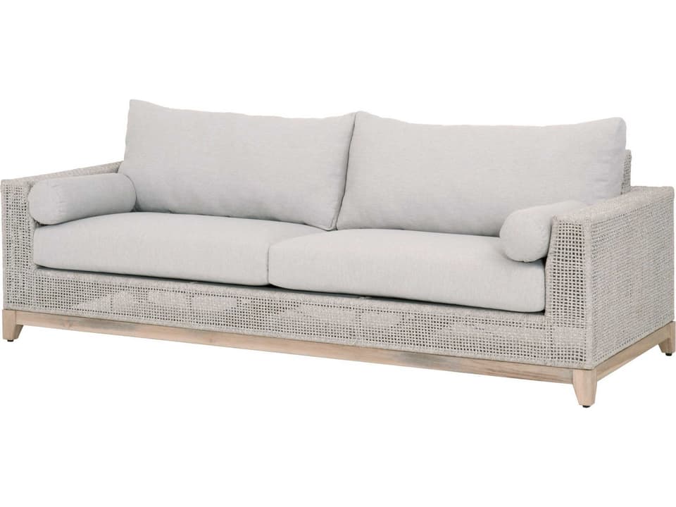 Essentials for Living Tropez 3-Seat Outdoor Sofa in Taupe and Gray Teak