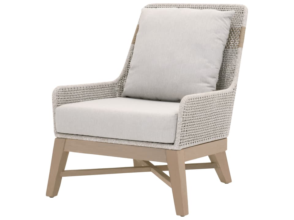 Woven - Outdoor Tapestry Wood Cushion Lounge Chair in Washed Ever Teak