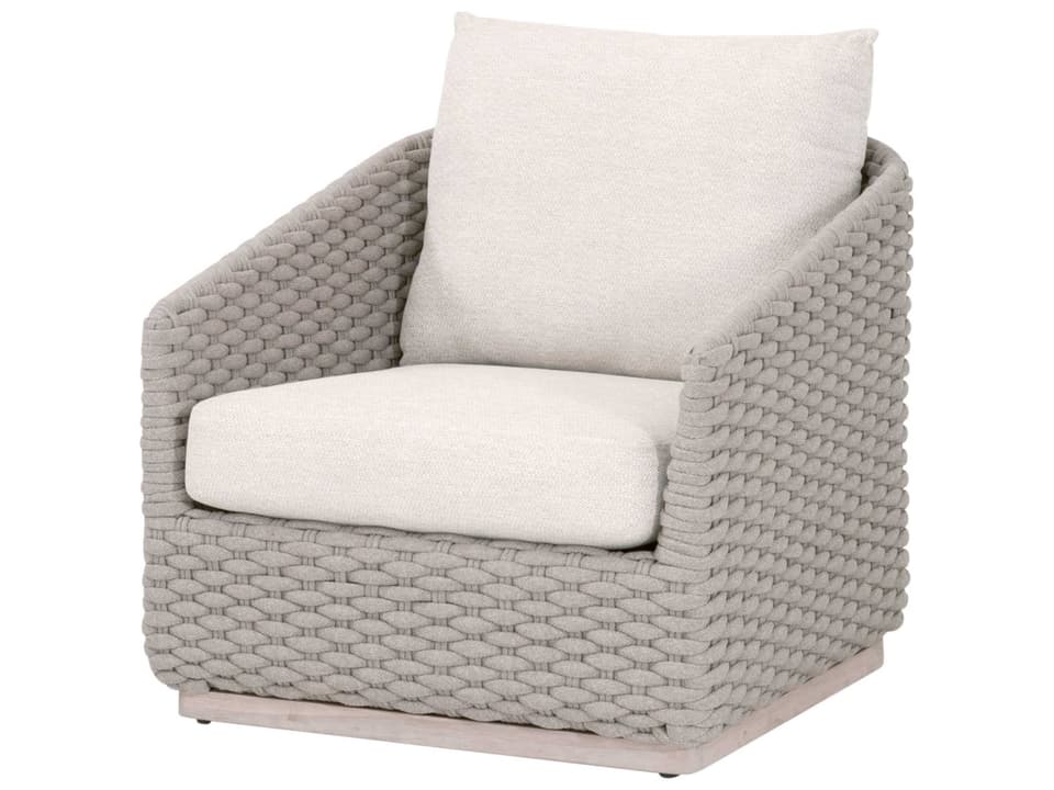 Caspian Woven Rope Cushion Lounge Chair with Olefin Fabric