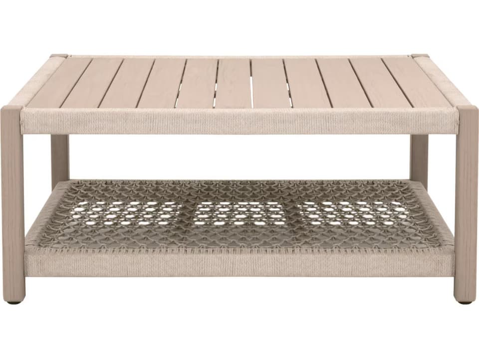 Woven - Outdoor Wrap Wood Rectangular Coffee Table