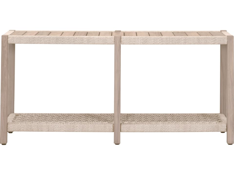 Wrap 63-Inch Solid Teak Console Table with Oat Rope Shelf