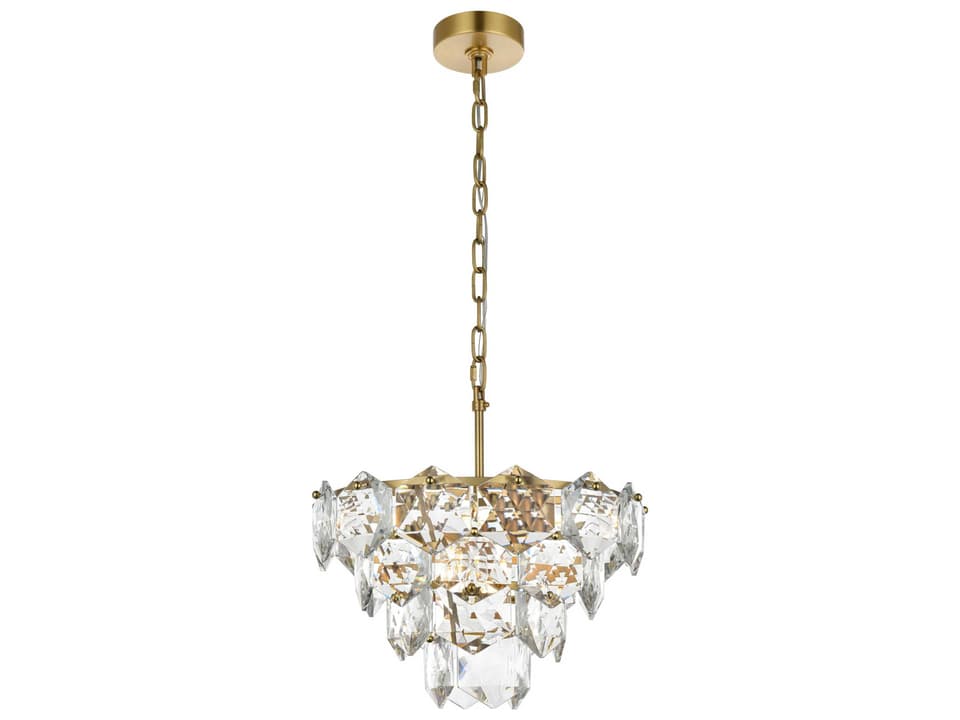 Adaline 6-Light Satin Gold Tiered Chandelier with Clear Crystal