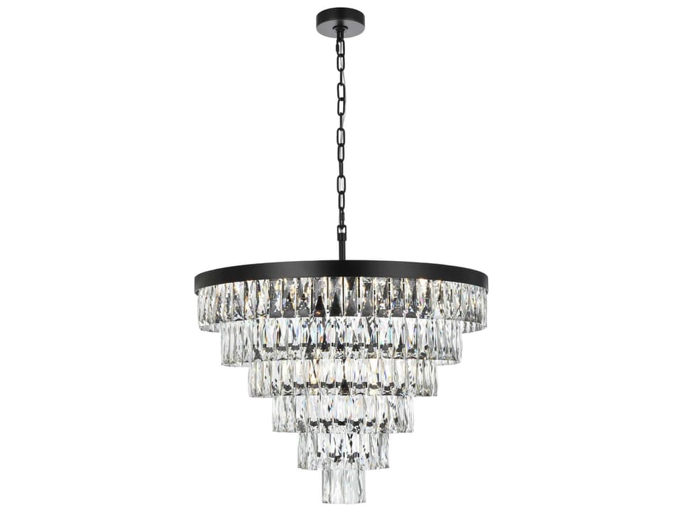 13-Light Josephine Black Tiered Crystal Chandelier