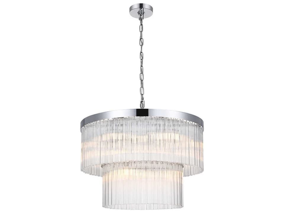 Harlow 9-Light Chrome Tiered Chandelier with Clear Royal Cut Crystal