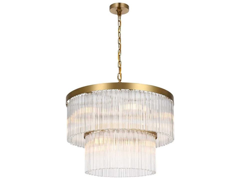 Harlow 9-Light Tiered Chandelier with Royal Cut Crystal in Satin Gold