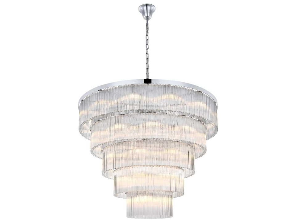 40-Light Harlow Tiered Chandelier in Chrome with Clear Royal Cut Crystal