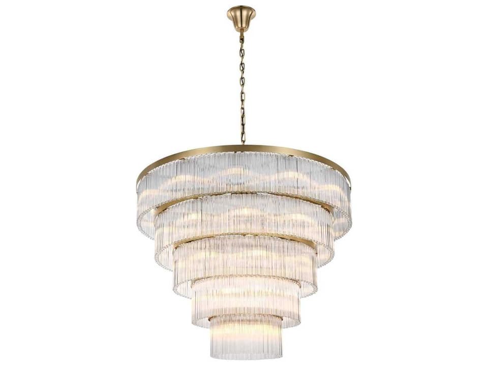 Harlow 40-Light Tiered Chandelier in Satin Gold