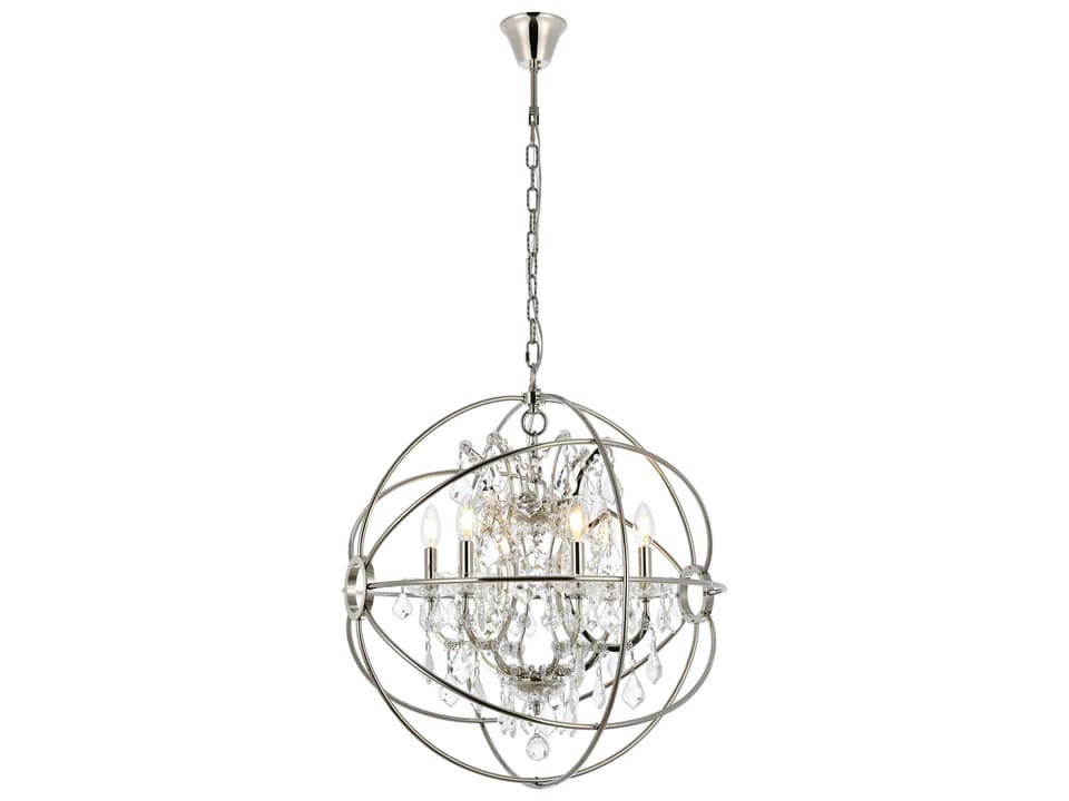 Geneva 6-Light Chandelier with Royal Cut Clear Crystal in Polished Nickel