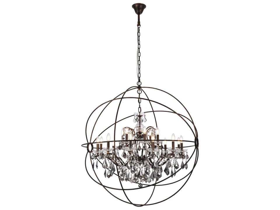 18-Light Geneva Chandelier in Dark Bronze with Silver Shade Royal Cut Crystals