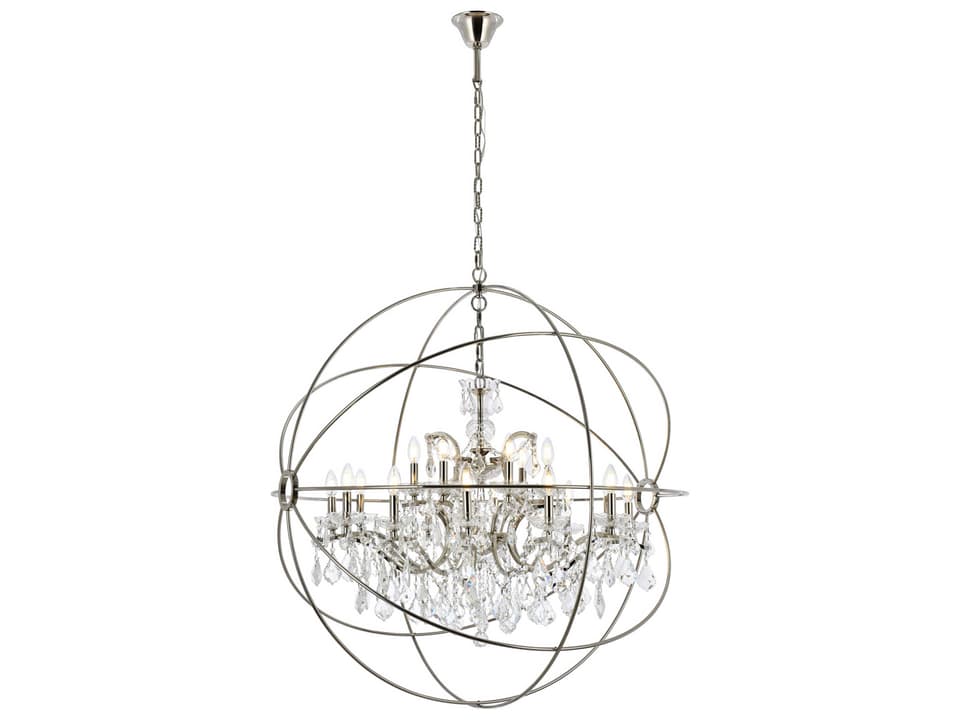 Geneva 18-Light Chandelier in Polished Nickel with Clear Royal Cut Crystal