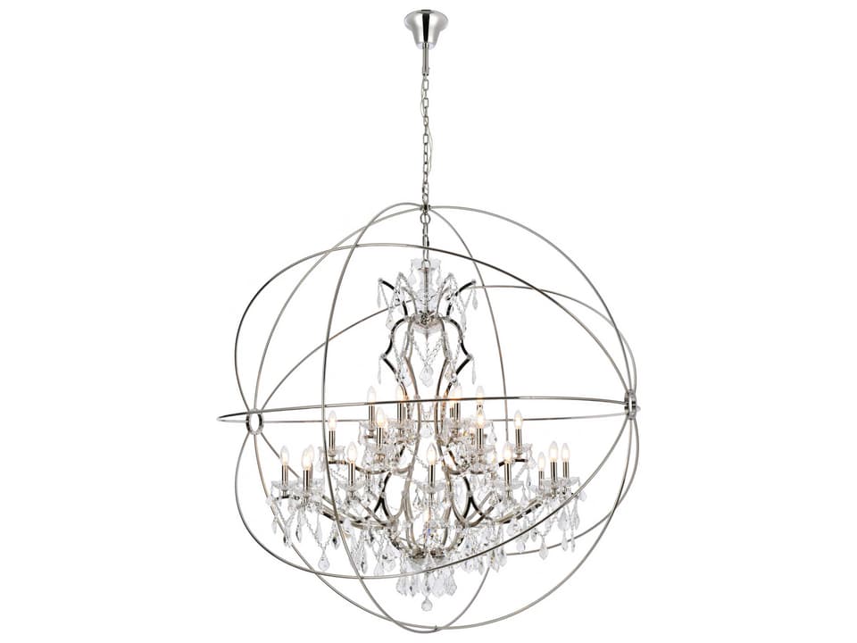 Geneva 25-Light Polished Nickel Chandelier with Royal Cut Clear Crystal