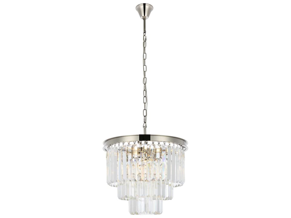 9-Light Sydney Royal Cut Crystal Chandelier in Polished Nickel