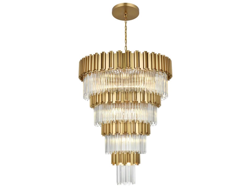 27-Light Willow Tiered Chandelier in Satin Gold