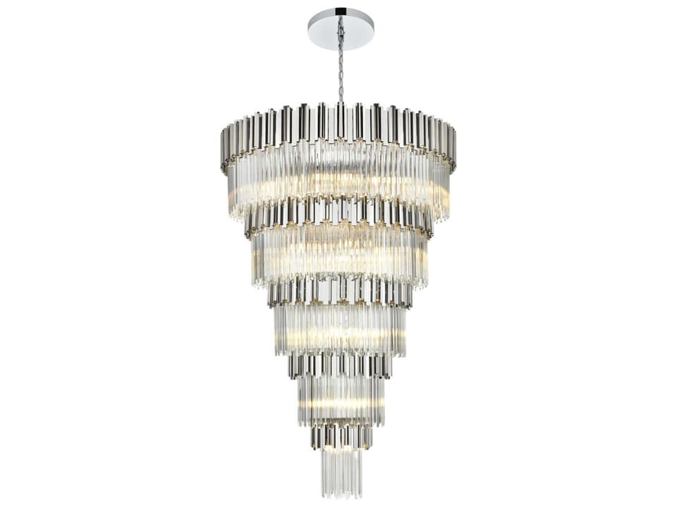 39-Light Willow Tiered Chandelier in Chrome with Clear Glass