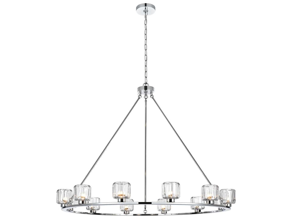 Cadence 12-Light Chrome Round Chandelier with Clear Glass Shades