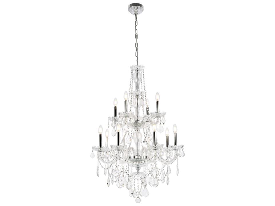 12-Light Giselle Empire Chandelier in Chrome with Royal Cut Crystal