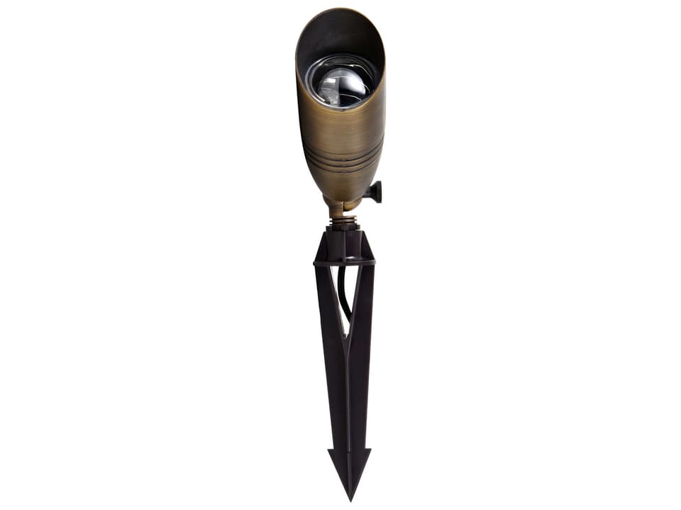 Aera Single 50W Outdoor Landscape Spot Light in Antique Brass