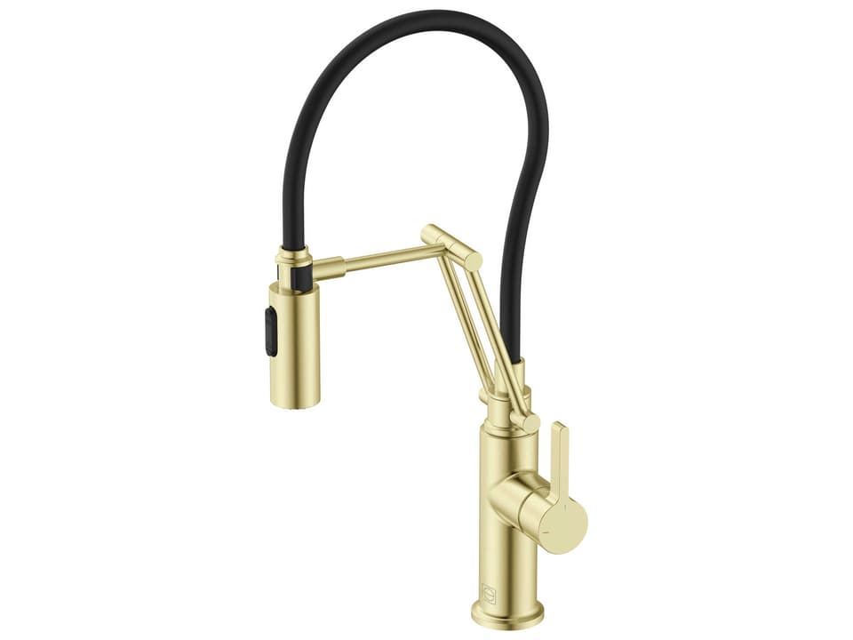 Leonardo Brushed Gold Single Handle Pull Down Kitchen Faucet