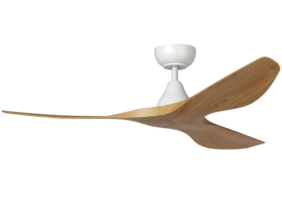 Surfline 52-Inch 3-Blade Damp Rated Ceiling Fan in Matte White and Coastal Oak